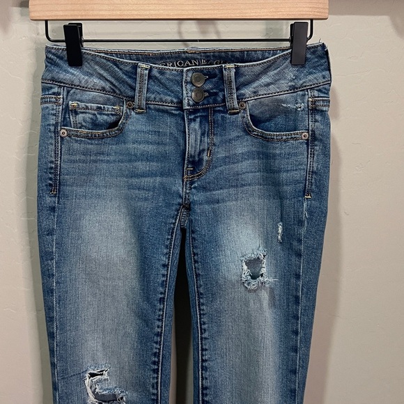 American Eagle Jeans Artist Crop Distressed Stretch AE Y2K Straight Boot Vintage - Picture 3 of 12
